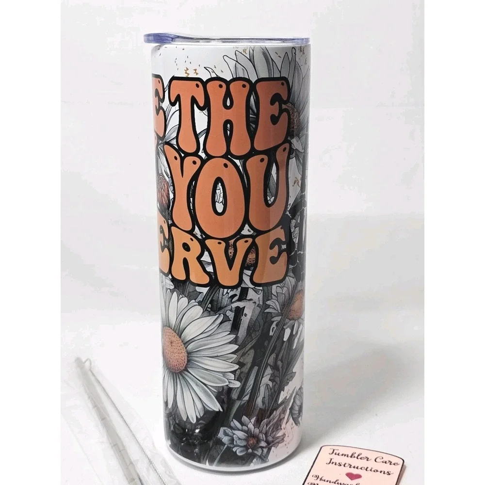 Have The Day You Deserve Peace Flower 20Oz Tumbler Travel Insulated Motivational